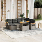 8-delige Loungeset met kussens poly rattan grijs