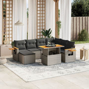 Loungeset 8-delig poly rattan grijs