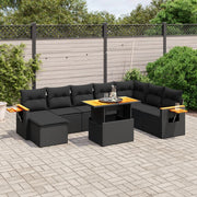 Loungeset 9-delig poly rattan zwart