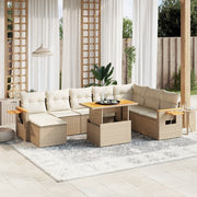 Loungeset 9-delig poly rattan beige