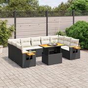 Loungeset 10-delig poly rattan zwart