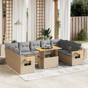 Loungeset 10-delig poly rattan beige
