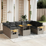 Loungeset poly rattan grijs 10-delig