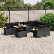 Loungeset 10-delig poly rattan zwart