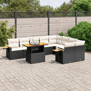 Loungeset 10-delig poly rattan zwart