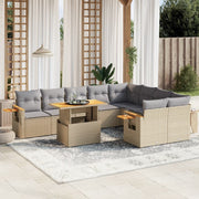 Loungeset poly rattan 10-delig beige