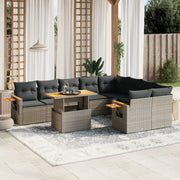 Loungeset 10-delig poly rattan grijs