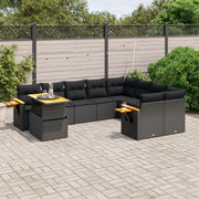 Loungeset 10-delig poly rattan zwart