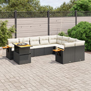 Loungeset 10-delig poly rattan zwart