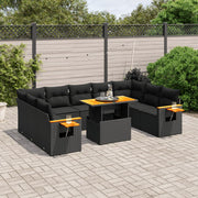 Loungeset 11-delig poly rattan zwart