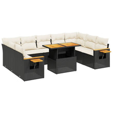 11-Delige Loungeset Met Kussens Poly Rattan Zwart