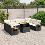 Loungeset 11-delig poly rattan zwart