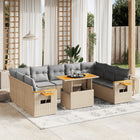 11-delige Tuinset met kussens poly rattan beige