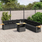 11-Delige Loungeset Met Kussens Poly Rattan Zwart