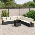 11-Delige Loungeset Met Kussens Poly Rattan Zwart