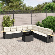 Loungeset 11-delig poly rattan zwart