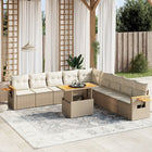 11-delige Tuinset met kussens poly rattan beige