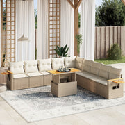 Tuinset poly rattan 11-delig beige