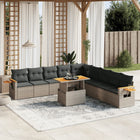 11-piece Loungeset with cushions poly rattan grey