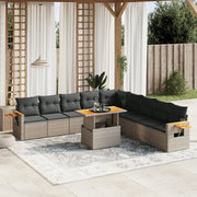 Loungeset 11-delig poly rattan grijs