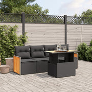 Loungeset 5-delig poly rattan zwart