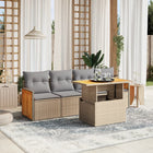 5-piece Loungeset with Cushions Poly Rattan Beige