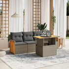 5-delige Loungeset met kussens poly rattan grijs