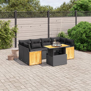 Loungeset 7-delig poly rattan zwart