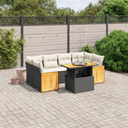Loungeset 7-delig poly rattan zwart