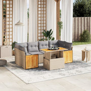 Loungeset 7-delig poly rattan beige