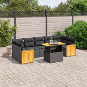 Loungeset 8-delig poly rattan zwart