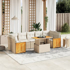 8-delige Loungeset met kussens poly rattan beige