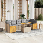 8-delige Loungeset met kussens poly rattan beige