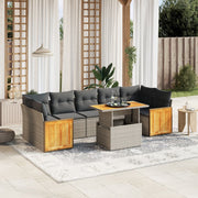 Loungeset 8-delig poly rattan grijs