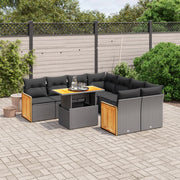 Loungeset 9-delig poly rattan zwart