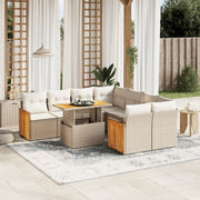 Loungeset 9-delig poly rattan beige