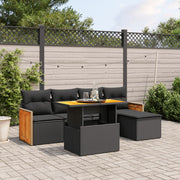 Loungeset 6-delig poly rattan zwart