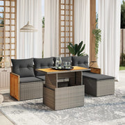 Loungeset 6-delig poly rattan grijs