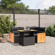 Loungeset 5-delig poly rattan zwart