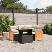 Loungeset 5-delig poly rattan zwart