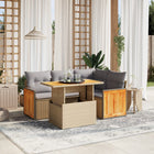 5-piece Loungeset with Cushions Poly Rattan Beige