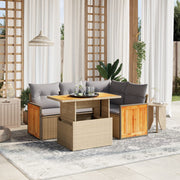 Loungeset 5-delig poly rattan beige