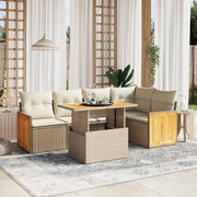 Loungeset poly rattan 6-delig beige