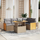 6-piece Lounge Set with cushions poly rattan beige