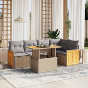 Loungeset 6-delig poly rattan beige