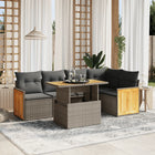 6-piece Lounge Set with cushions poly rattan beige