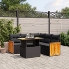 6-piece Lounge Set with cushions poly rattan black