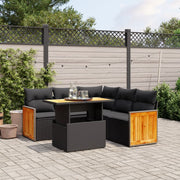Loungeset 6-delig poly rattan zwart