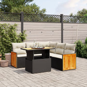 Loungeset 6-delig poly rattan zwart
