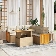 Loungeset poly rattan 6-delig beige